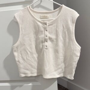 Abercrombie & Fitch Off-White Waffle Knit Henley